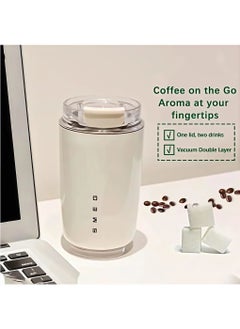 smeg Travel Coffee Mug, 240ml Insulated Beverage Cup With Leakproof Lid, Long Lasting Coffee Tumbler With Lid And Straw, Travel Coffee Thermos White  - Image 2