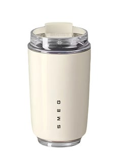 smeg Travel Coffee Mug, 240ml Insulated Beverage Cup With Leakproof Lid, Long Lasting Coffee Tumbler With Lid And Straw, Travel Coffee Thermos White  - Image 1