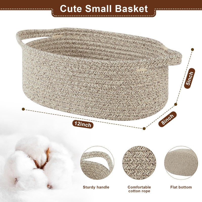 OIAHOMY Gift Basket with Handle, Small Woven Basket with Gift Bagï¼ŒRibbon and Wrap Tissue Paperï¼ŒNursery Bins Empty to Fill with Small Items, Babyï¼ŒPet Toy Organizer - Brown - Image 4