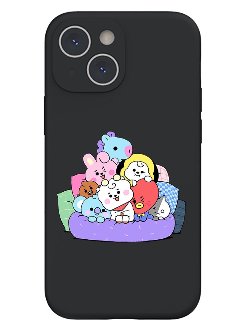 Theodor Protective Slim Fit Case Liquid Silicone Cover with Full Body Protection Anti-Scratch Shockproof Case For iPhone 14 Black  - Dog Dab - Image 1