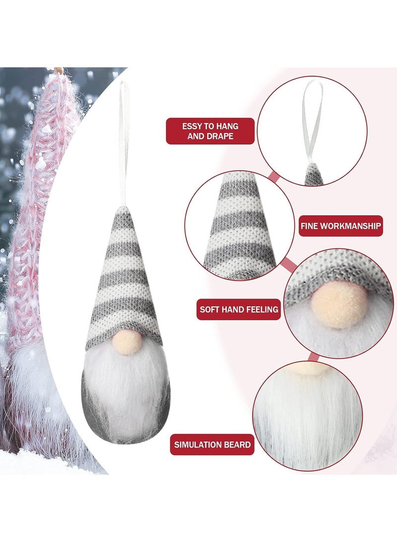 AUTOYSUR Christmas Ornaments Hanging Gnome Christmas Decorations, Christmas Decor Lovely Faceless Doll Plush Gnomes Santa Doll Xmas Dolls for Christmas Tree Decorations (grey) - Image 2