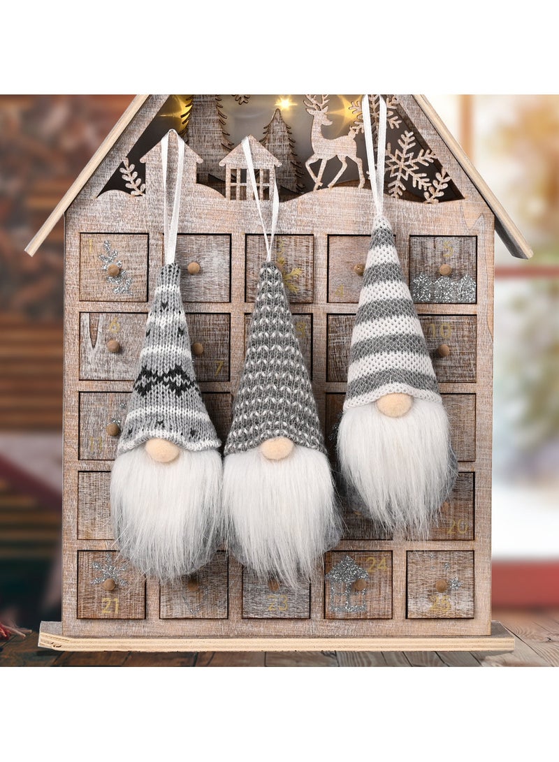 AUTOYSUR Christmas Ornaments Hanging Gnome Christmas Decorations, Christmas Decor Lovely Faceless Doll Plush Gnomes Santa Doll Xmas Dolls for Christmas Tree Decorations (grey) - Image 1