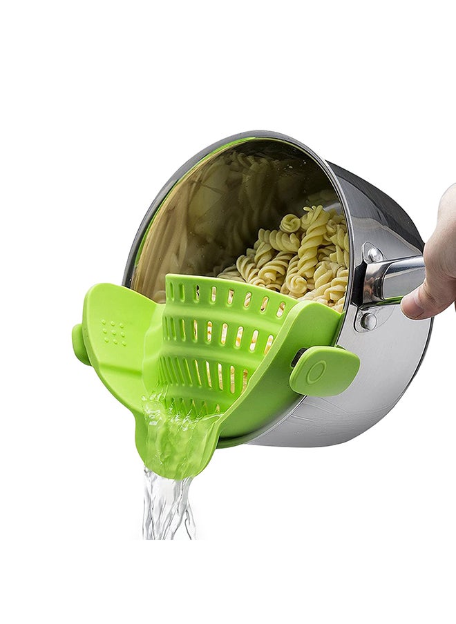 O Ozone Silicone Snap N Strain Strainer Adjustable Snap on Strainer for Most Pots & Pans Heat Resistant Clip on Silicone Strain Strainer (Green)  - Image 1