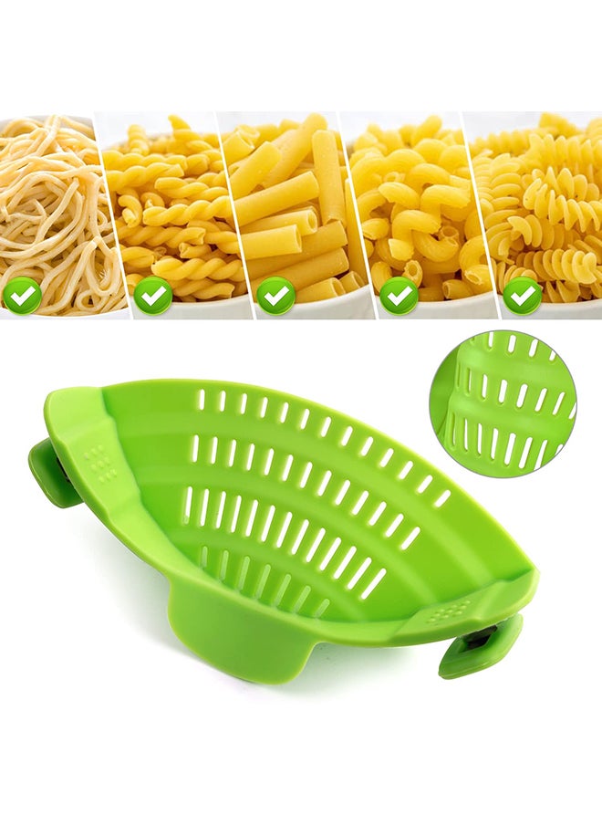 O Ozone Silicone Snap N Strain Strainer Adjustable Snap on Strainer for Most Pots & Pans Heat Resistant Clip on Silicone Strain Strainer (Green)  - Image 2