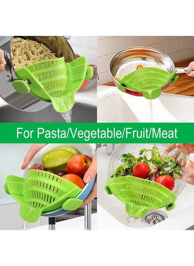 O Ozone Silicone Snap N Strain Strainer Adjustable Snap on Strainer for Most Pots & Pans Heat Resistant Clip on Silicone Strain Strainer (Green)  - Image 5