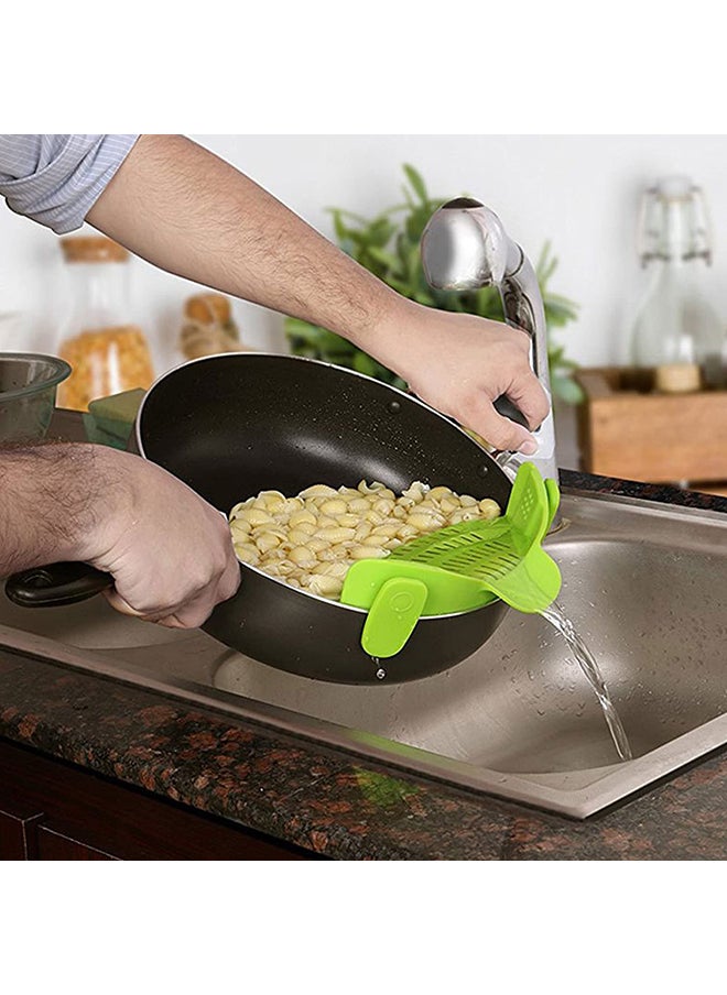 O Ozone Silicone Snap N Strain Strainer Adjustable Snap on Strainer for Most Pots & Pans Heat Resistant Clip on Silicone Strain Strainer (Green)  - Image 3