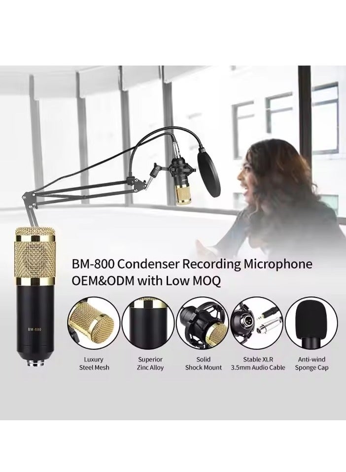 BM800 Professional Suspension Microphone Kit, Live Broadcasting Recording Condenser Microphone Set, Adjustable Mic Suspension Scissor Arm  - Image 4