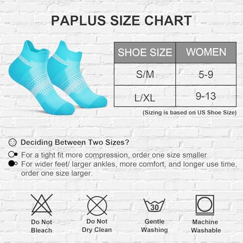 PAPLUS Ankle Compression Socks for Women 6 Pairs, Running Socks with Heel Tab, Cushioned Low Cut Athletic Socks - Image 2