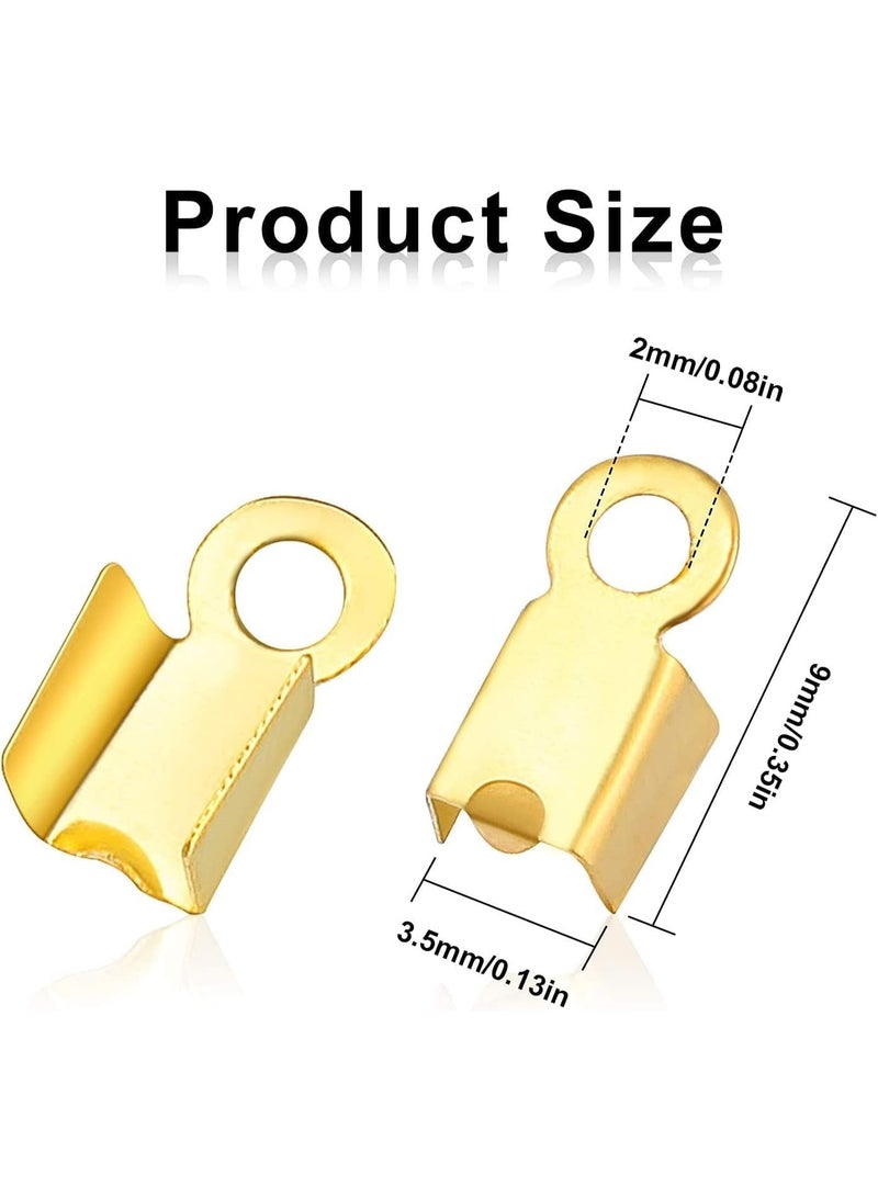 1000 Pcs Fold Over Cord Ends, DIY Jewelry Leather Clip Ends, Sturdy End Caps for Necklace and Bracelet Making, 10x12mm - Image 2