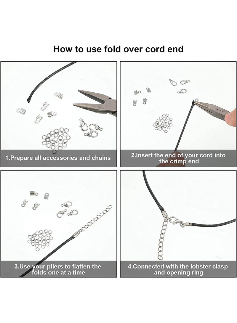 1000 Pcs Fold Over Cord Ends, DIY Jewelry Leather Clip Ends, Sturdy End Caps for Necklace and Bracelet Making, 10x12mm - Image 4