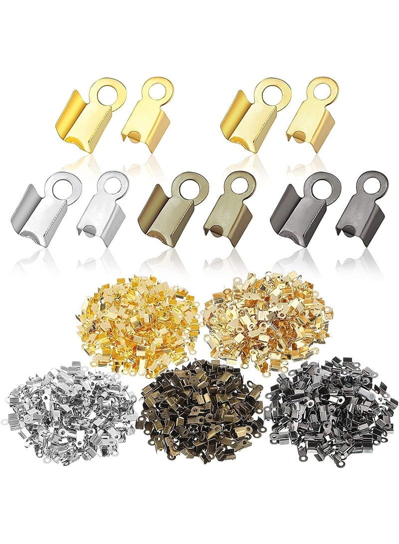 1000 Pcs Fold Over Cord Ends, DIY Jewelry Leather Clip Ends, Sturdy End Caps for Necklace and Bracelet Making, 10x12mm - Image 1