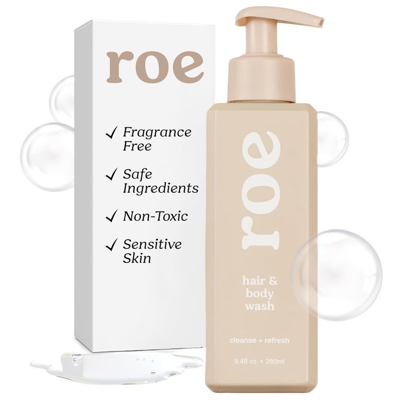 Roe Wellness- Toddler & Baby Body Wash & Shampoo Moisturizing Clean Ingredients | Suitable for Sensitive Skin, Fragrance-Free, Natural Vanilla Scent, Fresh Cleaning | 9.4 fl oz. - Image 1