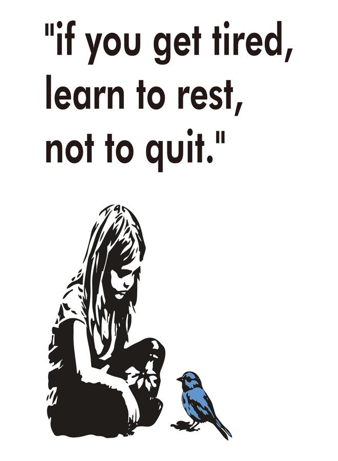 ملصقات حائط من الفينيل قابلة للإزالة من PLIGREAT Banksy Girl and Bird، رسومات جرافيتي لشارع Banksy لغرفة النوم أو الحضانة أو المكتب أو ديكور المنزل، ملصقات ديكورية يمكنك صنعها بنفسك - Image 5