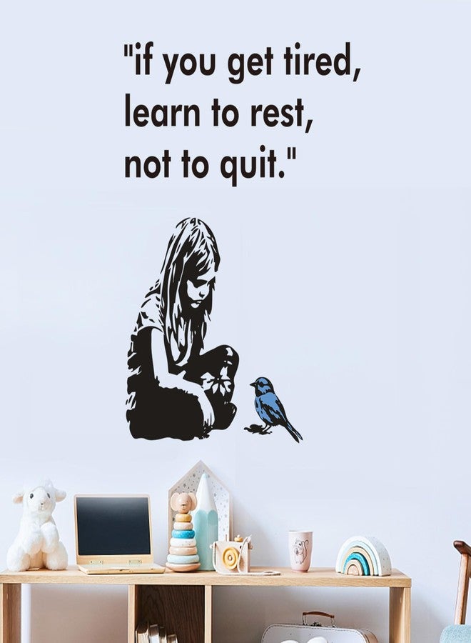ملصقات حائط من الفينيل قابلة للإزالة من PLIGREAT Banksy Girl and Bird، رسومات جرافيتي لشارع Banksy لغرفة النوم أو الحضانة أو المكتب أو ديكور المنزل، ملصقات ديكورية يمكنك صنعها بنفسك - Image 3