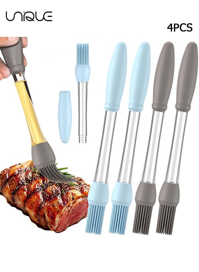 Unique 4 PCS Basting Brush for Cooking - Barbecue Brush with Oil Storage Handle - Silicone Heat Resistant Pastry Brushes, Spread Oil Sauce Butter, Food Brush for Cooking, BBQ, Barbecue, Baking, Grilling Tool Kitchen Gadget Home Outdoor Use - Image 1