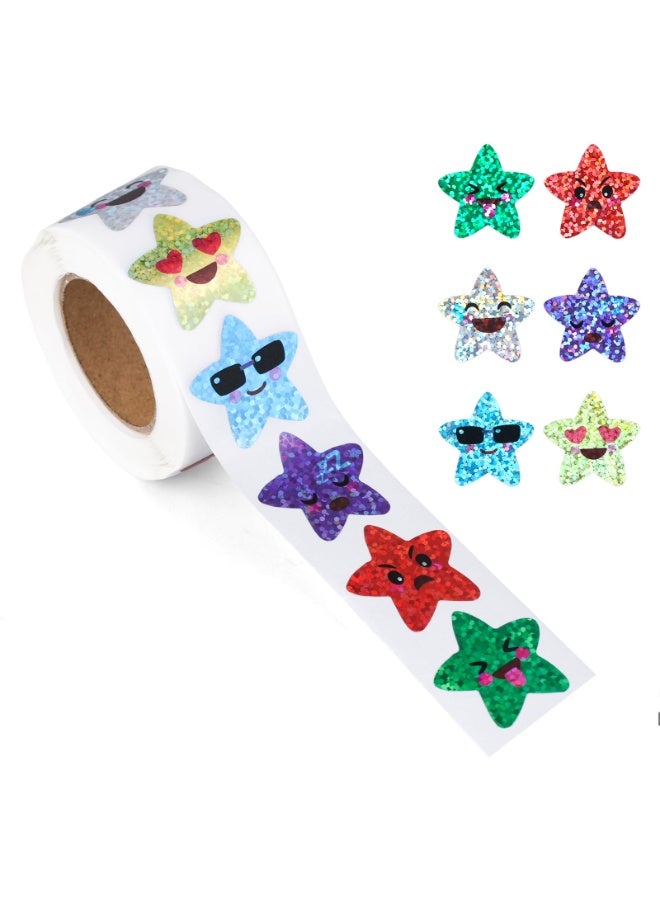 Peachjoy 500pcs Star Stickers, 2.5cm Small Star Sticker Roll Self Adhesive Glitter Sparkly Foil Holographic Behavior Chart Labels for Kid School Classroom Teacher Reward Decoration Crafts Supplies - Image 1
