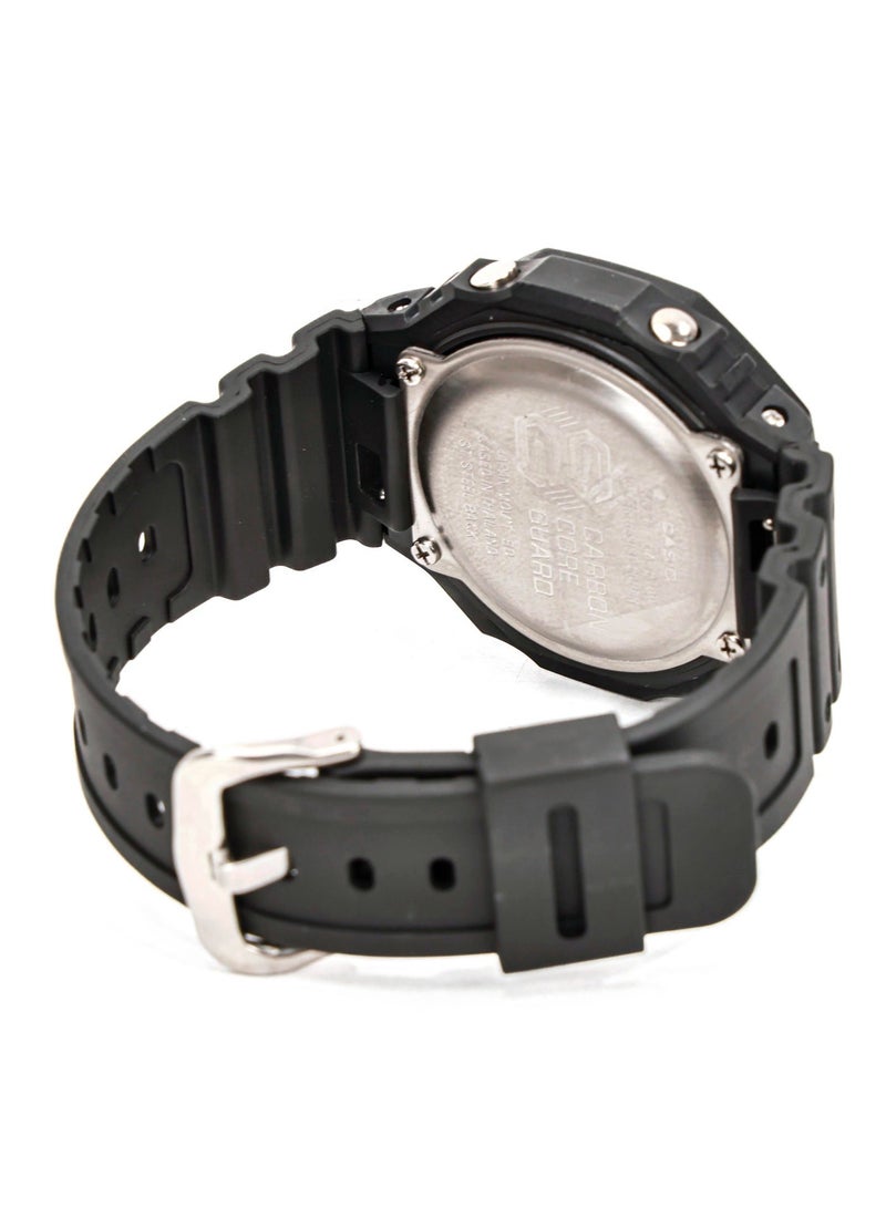 كاسيو ساعة رجالية كاسيو G-SHOCK GA-2100SU بإطار تمويهي، عرض مزدوج رقمي وتماثلي، مقاومة للماء حتى 200 متر، مقاومة للصدمات، ساعة رياضية بحزام من الرزين الأسود - Image 3