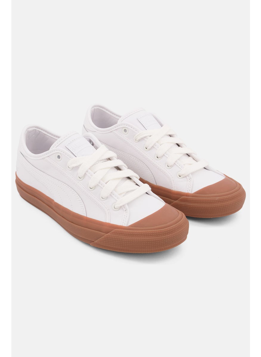 PUMA Kids Boy Capri Leather Lace Up Sports Shoes, White  - Image 1