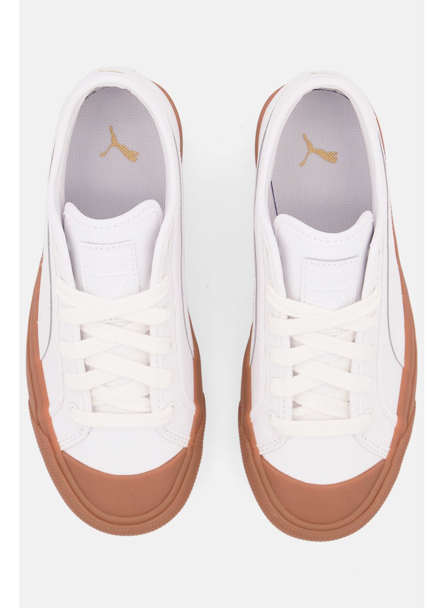 PUMA Kids Boy Capri Leather Lace Up Sports Shoes, White  - Image 4
