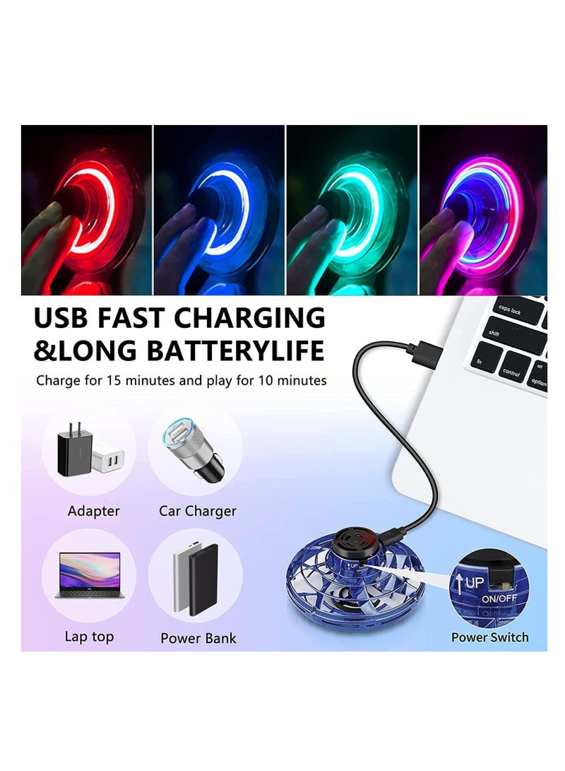 MAGIC VAULT ألعاب فلاينج سبينر، طائرة بدون طيار صغيرة يتم التحكم فيها يدويًا، سبينر فيدجيت بوميرانج بإضاءة RGB، طائرة بدون طيار تدور 360 درجة، ألعاب الفضاء الطائر هدية للأطفال البالغين في الهواء الطلق في الداخل (أسود) - Image 2