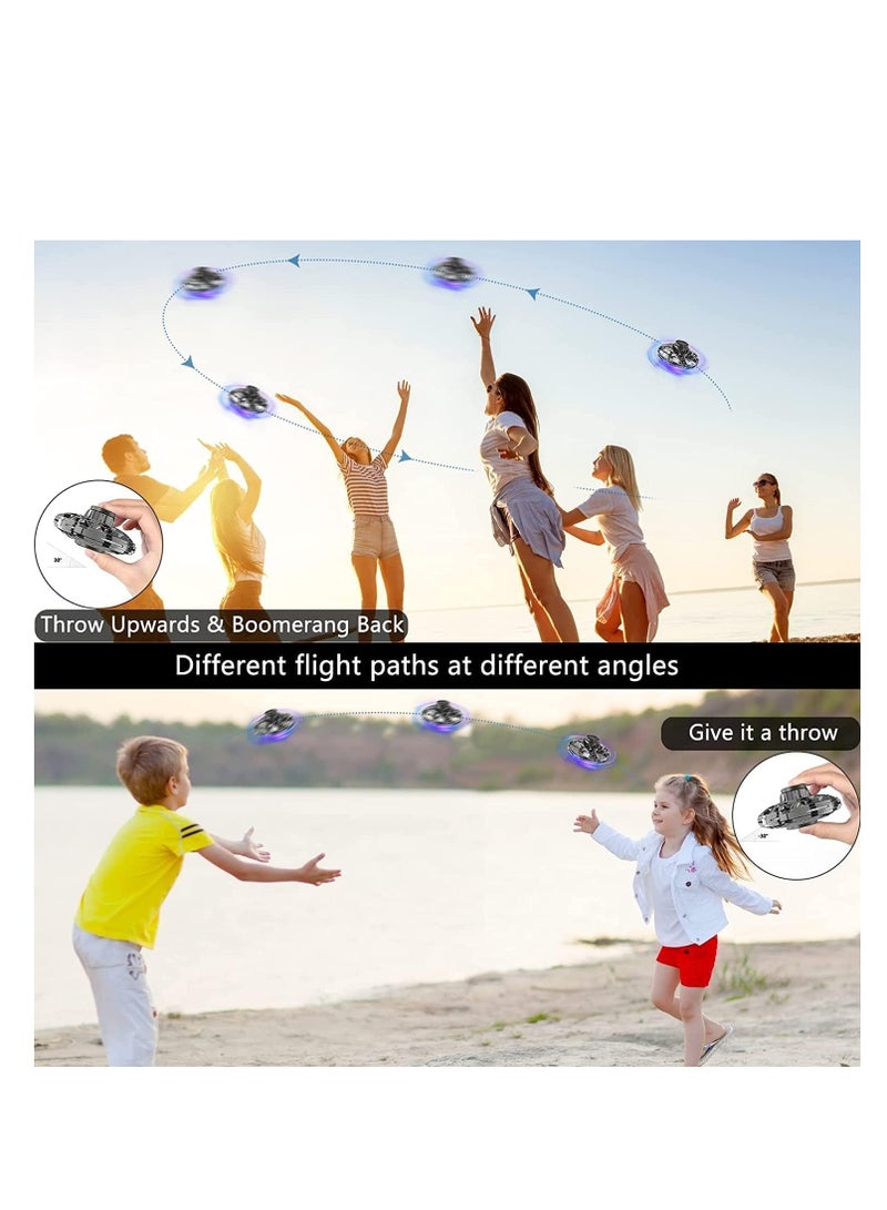 MAGIC VAULT ألعاب فلاينج سبينر، طائرة بدون طيار صغيرة يتم التحكم فيها يدويًا، سبينر فيدجيت بوميرانج بإضاءة RGB، طائرة بدون طيار تدور 360 درجة، ألعاب الفضاء الطائر هدية للأطفال البالغين في الهواء الطلق في الداخل (أسود) - Image 4