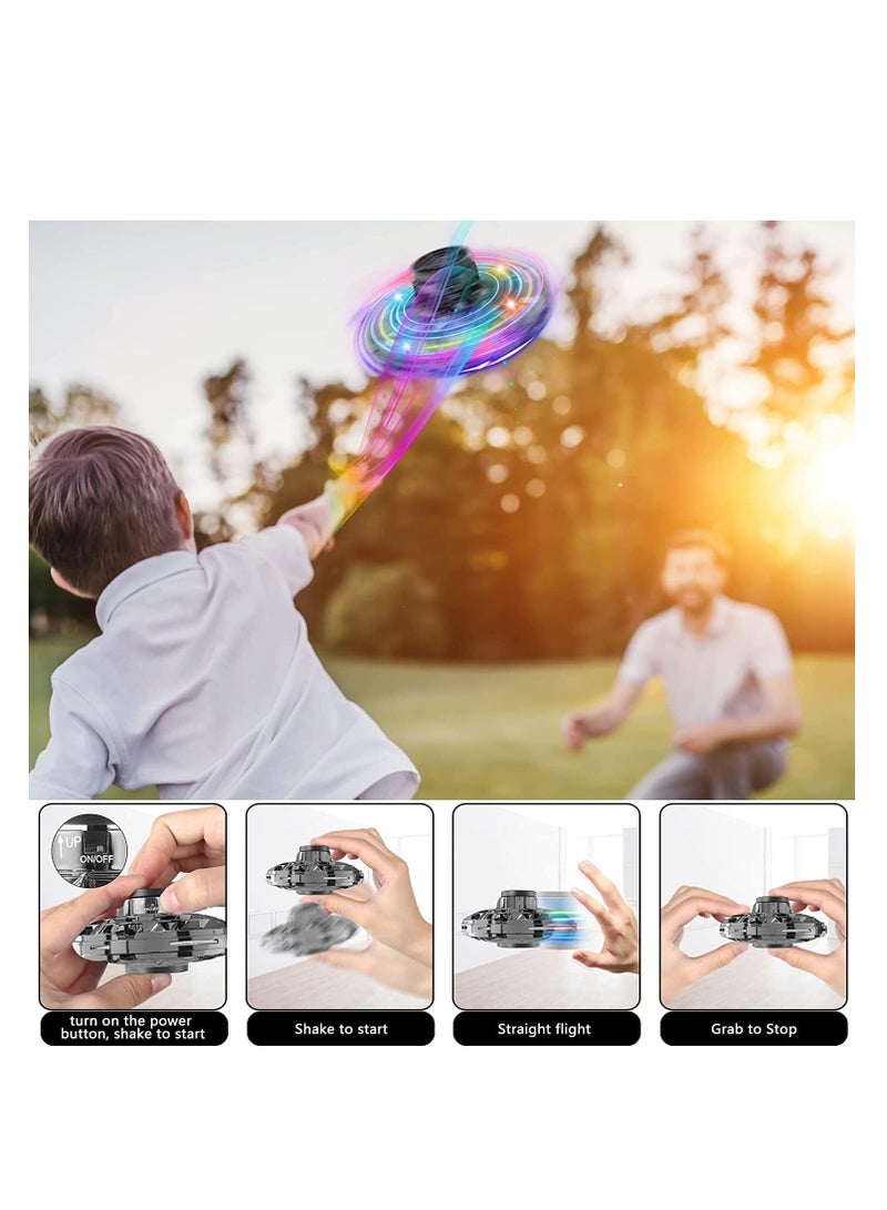 MAGIC VAULT ألعاب فلاينج سبينر، طائرة بدون طيار صغيرة يتم التحكم فيها يدويًا، سبينر فيدجيت بوميرانج بإضاءة RGB، طائرة بدون طيار تدور 360 درجة، ألعاب الفضاء الطائر هدية للأطفال البالغين في الهواء الطلق في الداخل (أسود) - Image 5