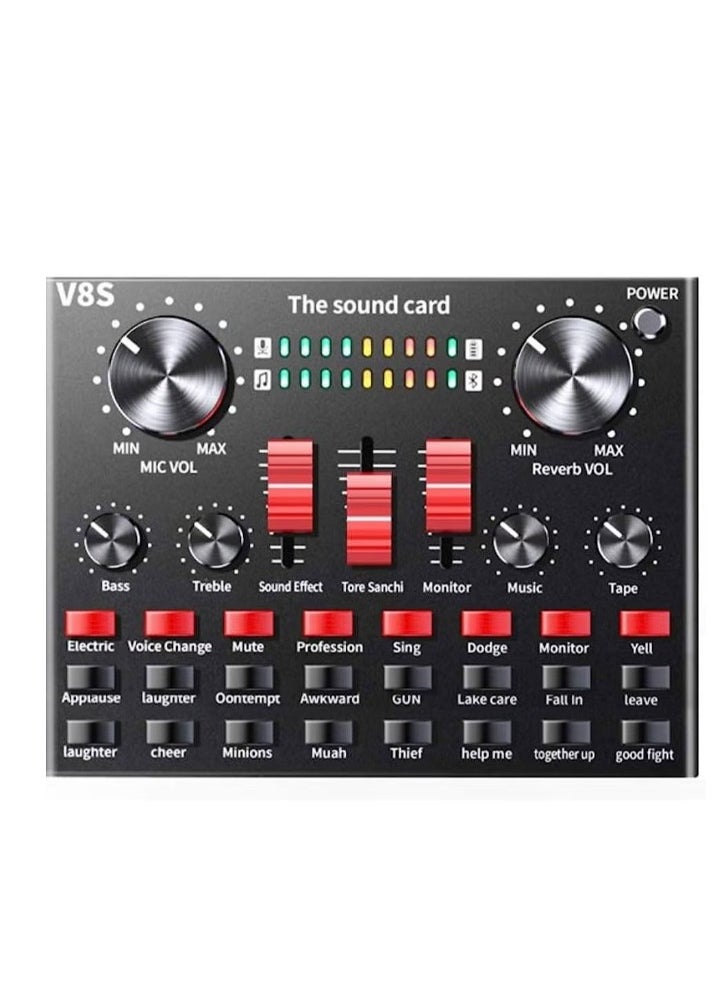 V8s Professional Condenser Microphone With V8S Live Sound Card And Studio Recording Broadcasting Set Black/Gold  - Image 2
