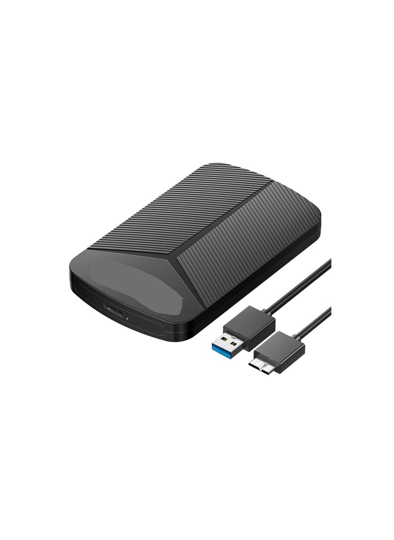 SYOSI - علبة محرك أقراص صلبة محمولة مقاس 2.5 بوصة - علبة USB 3.0 إلى SATA III بدون أدوات لمحرك أقراص صلبة/SSD مقاس 7 مم مع UASP، تدعم حتى 4 تيرابايت، باللون الأسود - Image 1
