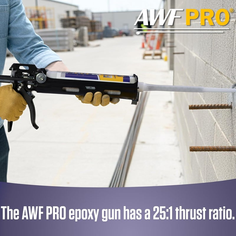 AWF PRO Dual Cartridge Epoxy Gun for 400mL, 450mL, 600 mL, 650 mL (1:1 and 2:1) Dual Component Cartridges – 25:1 Thrust Ratio, Professional 2 Part Epoxy Gun - Image 3