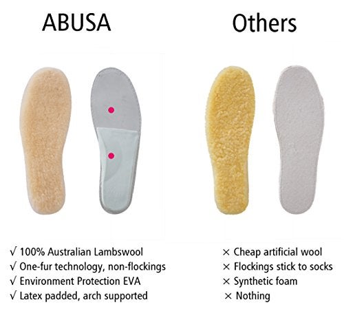 ABUSA Sheepskin Insoles Mens Premium Think Wool Fur Fleece Inserts Cozy Fluffy 8 - Image 5