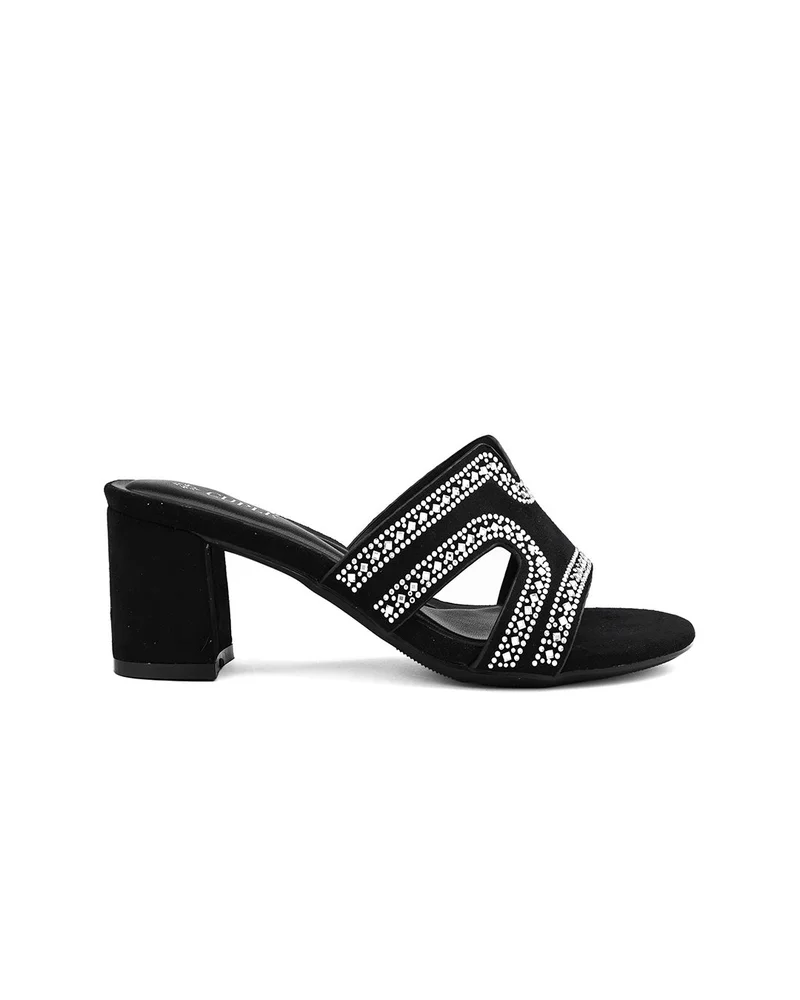 Womens embellished classic slip-on heeled sandals