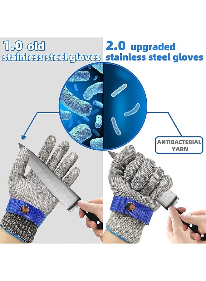 Cut Resistant Glove, Level 9 Safety Protective Work Gloves Ambidextrous, Upgrade Safety Anti Cutting Hand Gloves, Food Grade Durable Cut Glove for Kitchen Cooking, Stainless Steel Mesh Metal Glove, Butcher Meat Cutting, Oyster Shucking, Garden, Fishing - Image 2