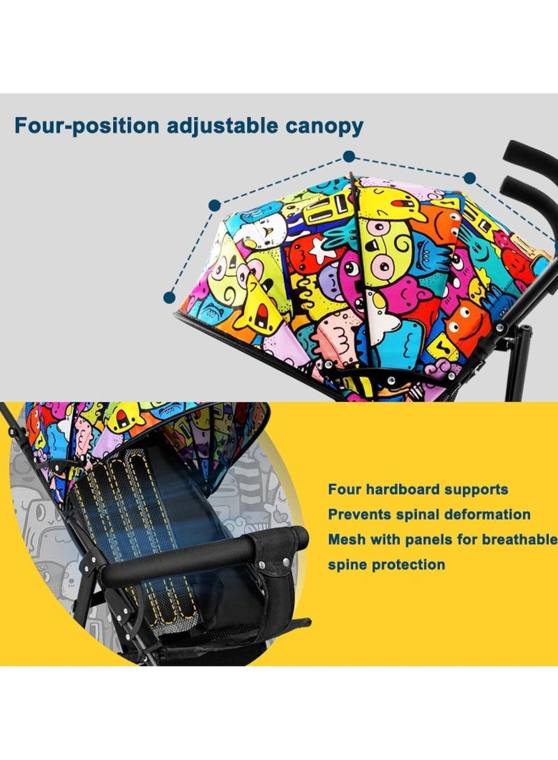 جورونب عربة أطفال خفيفة الوزن للسفر للأطفال الصغار والرضع، عربة أطفال صغيرة قابلة للطي وعربة أطفال بإطار من الفولاذ، ومنطقة مقعد كبيرة، وسلة تخزين للسفر والمزيد - Image 2