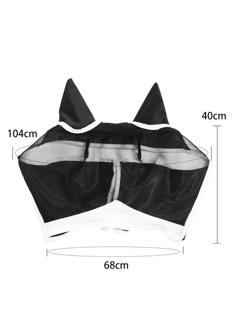 Flexible Mesh Equine Face CoverHook and loop White + Black M Hook and loop White + Black M