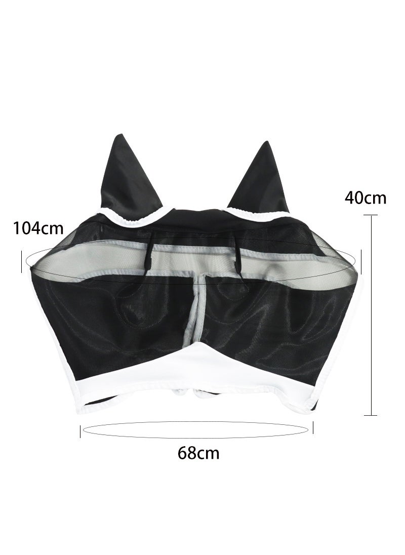 Generic - Flexible Mesh Equine Face CoverHook and loop White + Black M Hook and loop White + Black M - Image 1