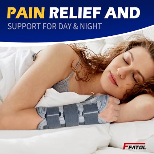 FEATOL دعامة معصم FEATOL لتخفيف ضغط العصب الرسغي للنساء والرجال، دعامة دعم النوم للمعصم، اليد اليسرى، متوسط/كبير، تخفيف الألم من التواء، التهاب المفاصل، التهاب الأوتار - Image 4