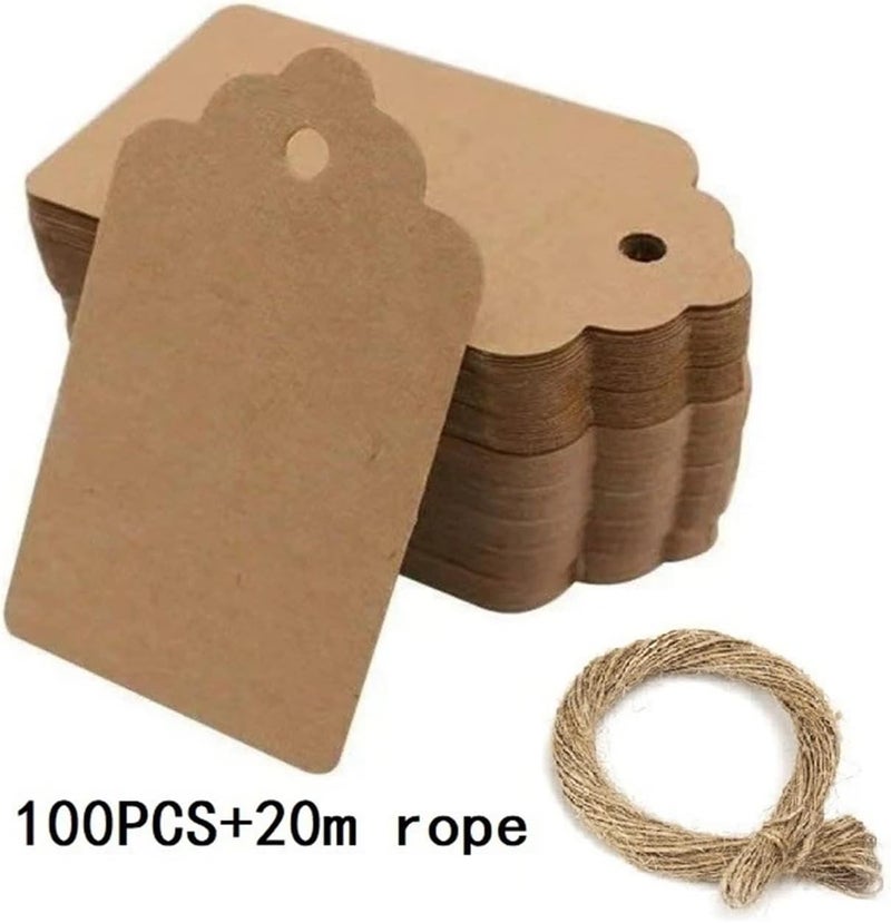Gift Tags 800 Kraft Paper Hang Tags with Strings, Suitable for Use As Clothing Hang Tags. for Bracelet Ring Clothing Display(Brown) - Image 1