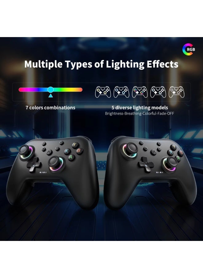 ايس جامر وحدة تحكم لاسلكية بلوتوث AceGamer Aurora 2.4G لأجهزة الكمبيوتر/Steam/Switch، مزودة بعصا تحكم Hall وإضاءة RGB (أسود) - Image 3