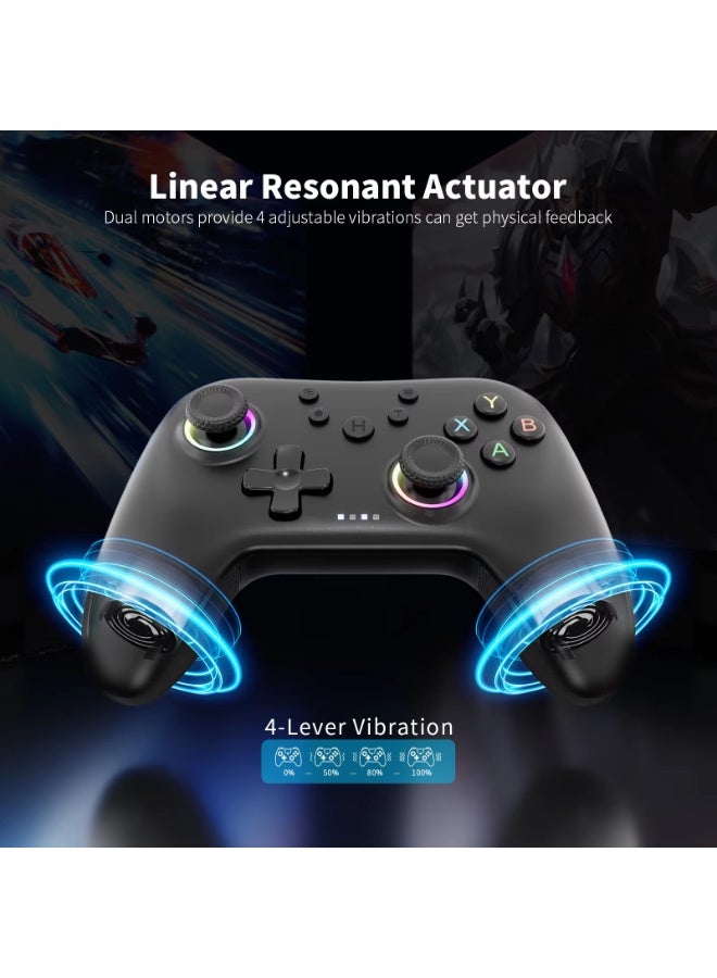 ايس جامر وحدة تحكم لاسلكية بلوتوث AceGamer Aurora 2.4G لأجهزة الكمبيوتر/Steam/Switch، مزودة بعصا تحكم Hall وإضاءة RGB (أسود) - Image 5