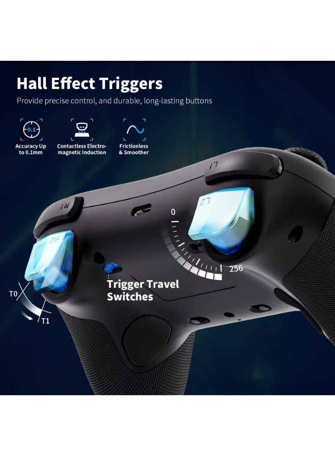 ايس جامر وحدة تحكم لاسلكية بلوتوث AceGamer Aurora 2.4G لأجهزة الكمبيوتر/Steam/Switch، مزودة بعصا تحكم Hall وإضاءة RGB (أسود) - Image 4
