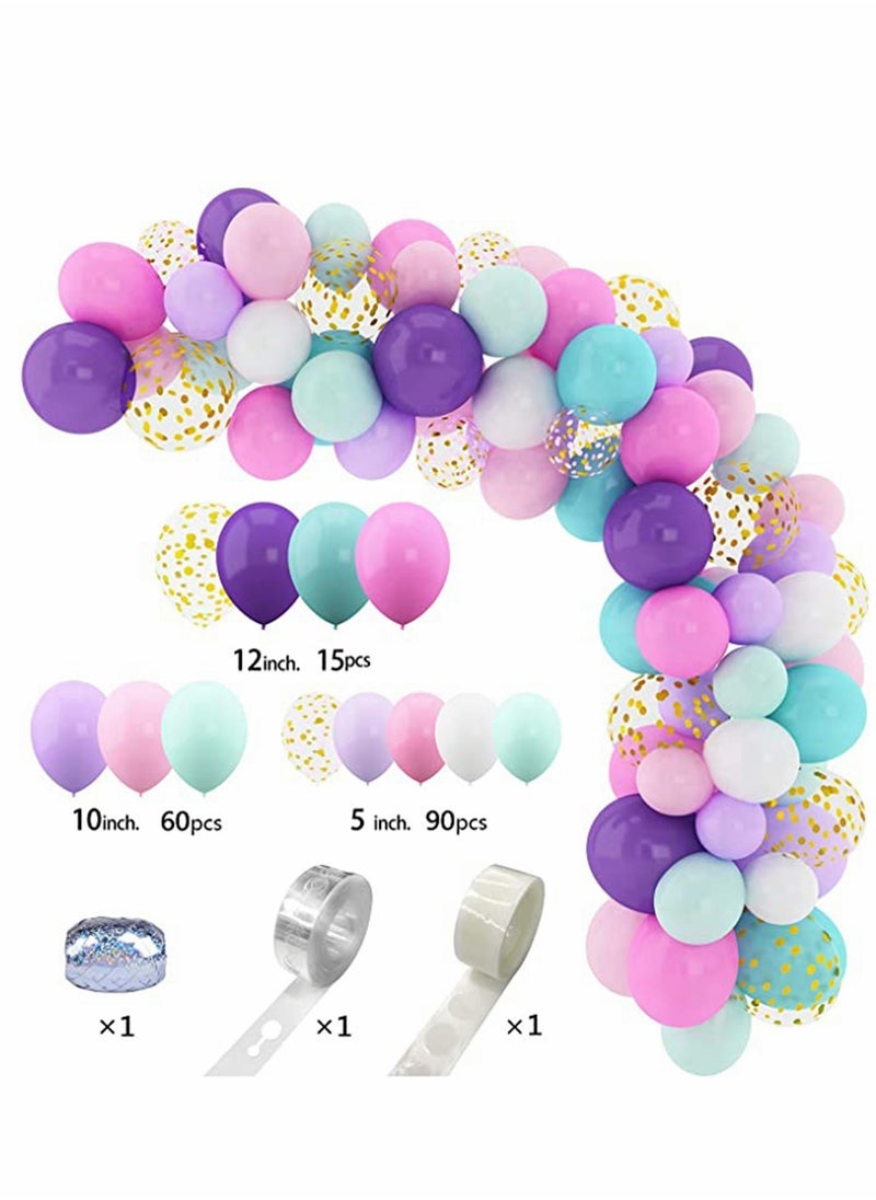 Excefore Balloons Unicorn Balloons Arch Garland Kit, Birthday Decorations, Pink Purple Aqua Blue Confetti Latex Balloons for Girls Party Supplies, 168Pcs - Image 2