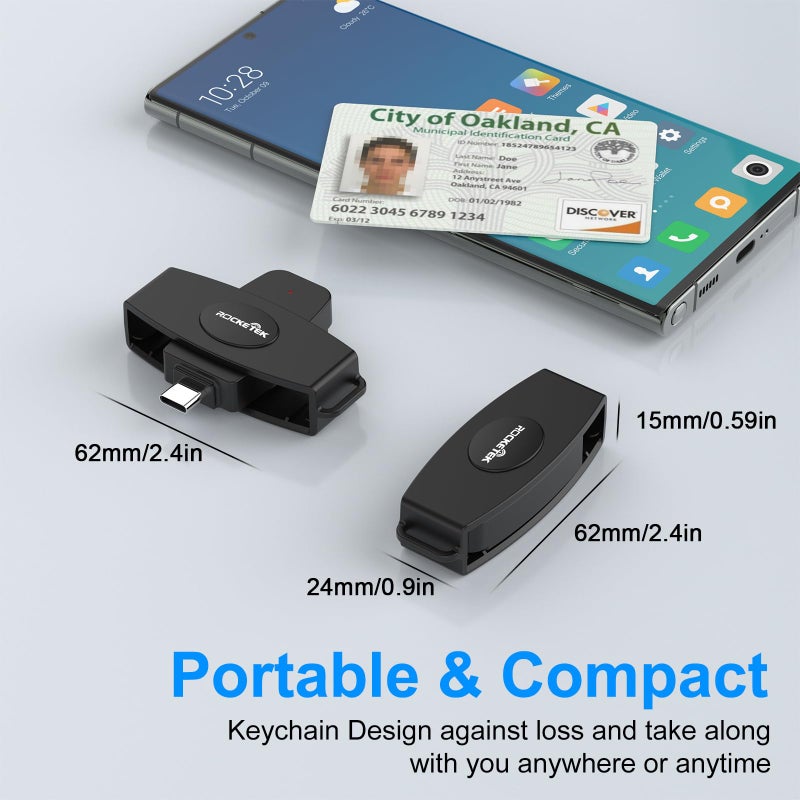 Rocketek USB C DOD Military USB Common Access CAC Smart Card Reader and SIM Card Reader ID CAC Card Reader,Compatible with Mac Os, Windows,Linux - Image 5