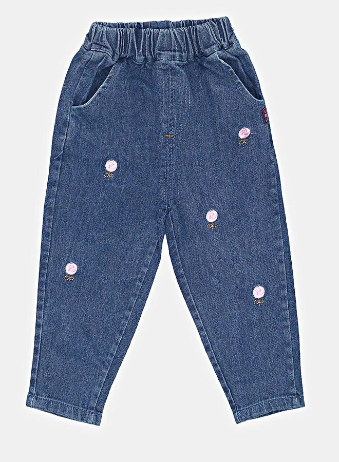 babyqlo Pink Heart Sweatshirt With Embroidered Jeans