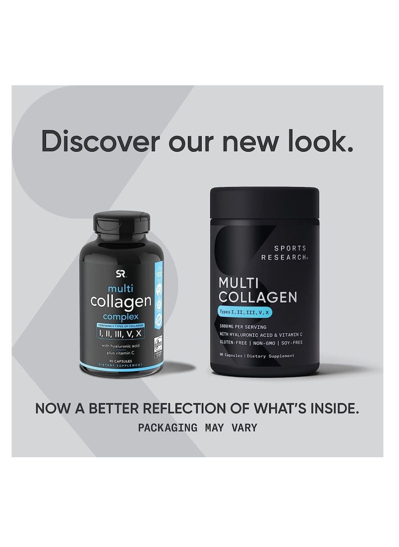 SPORTS RESEARCH - Multi Collagen Complex 1600 mg Per Serving 90 Capsules - Image 1