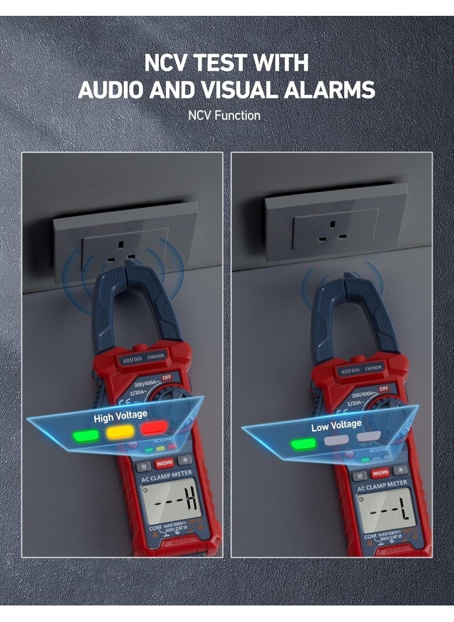AstroAI AstroAI Digital Clamp Meter Multimeter 2000 Counts Amp Voltage Tester Auto-ranging with AC/DC Voltage, AC Current, Resistance, Capacitance, Continuity, Live Wire Test, Non-Contact Voltage Detection  - Image 3