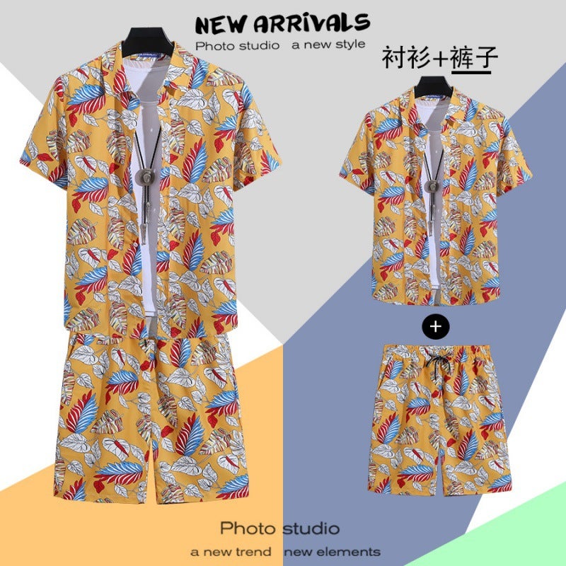 Hainan Island Clothes Beach Shirt Men'S Suit Sanya Travel Hawaii Plus Size Flower Shirt Men'S Printed Pants - Image 2