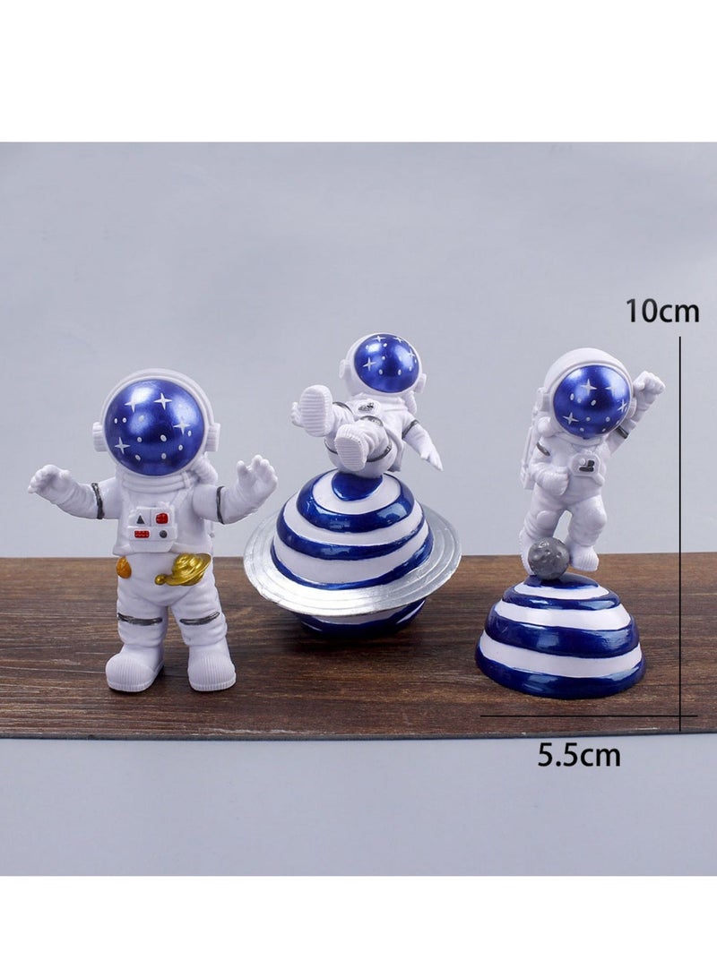 7 PCS Miniature Astronaut Decorations Space Cake Decoration Space Theme Desktop Spaceman Statues for Outer Space Birthday Cupcake Decoration Spaceman Astronaut Theme Party Decors Starry Blue - Image 3