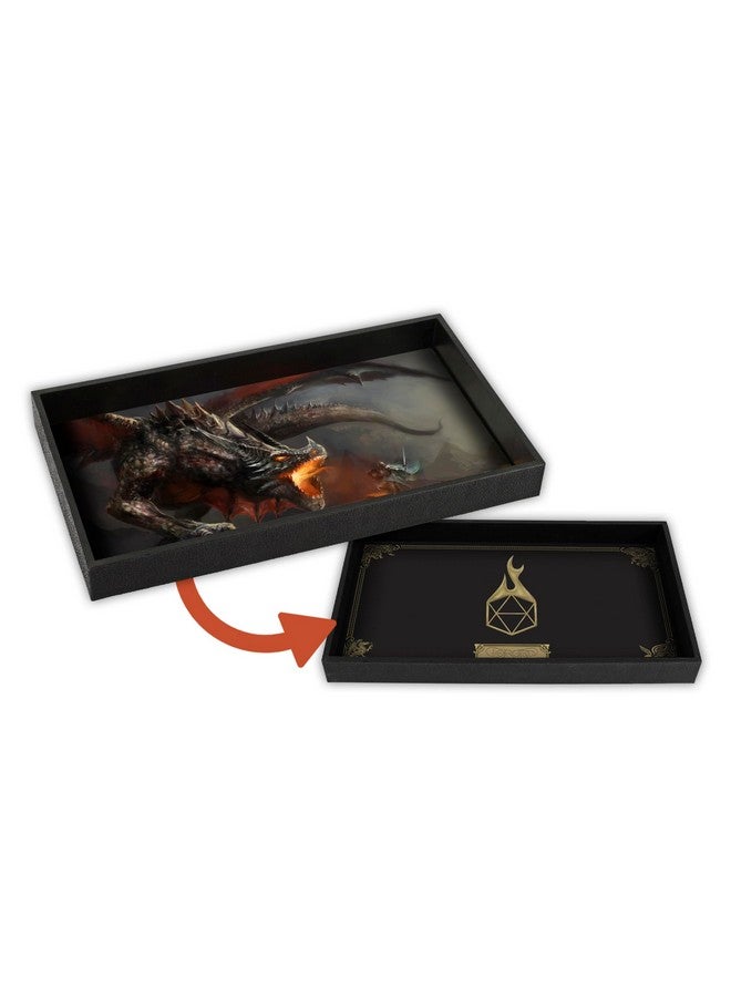 Forged Dice Co. Dice Tray 14" - Reversible Dice Rolling Mat - Compatible with Board Games and Tabletop RPGs Like Dungeons and Dragons Pathfinder Roleplaying Games - Dragon Battle - Image 1