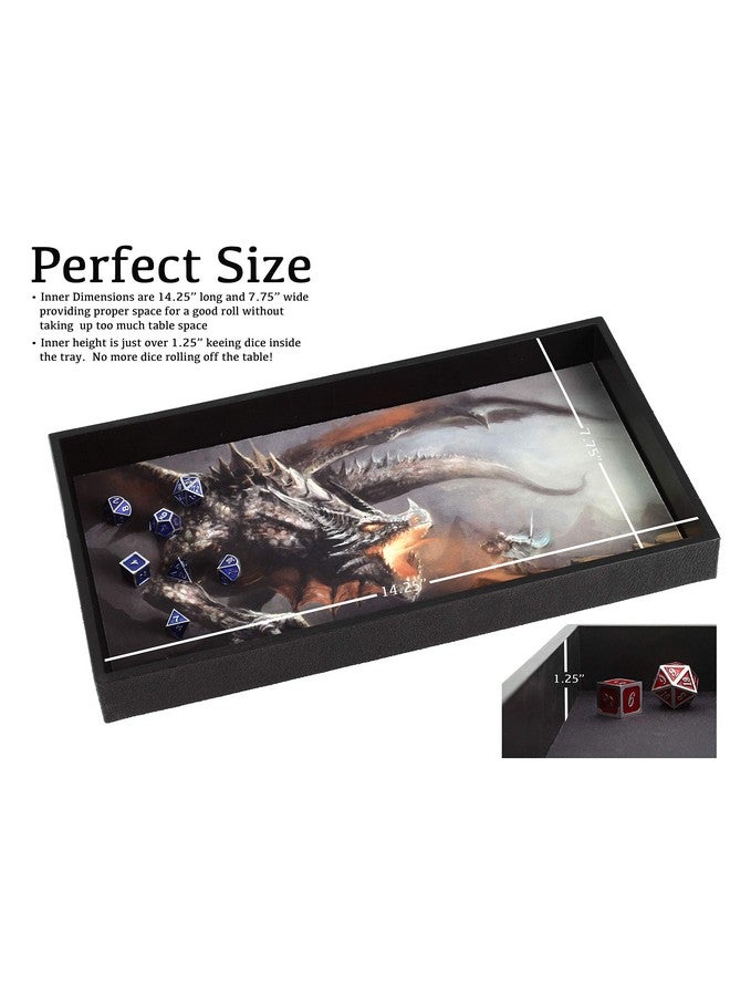 Forged Dice Co. Dice Tray 14" - Reversible Dice Rolling Mat - Compatible with Board Games and Tabletop RPGs Like Dungeons and Dragons Pathfinder Roleplaying Games - Dragon Battle - Image 2