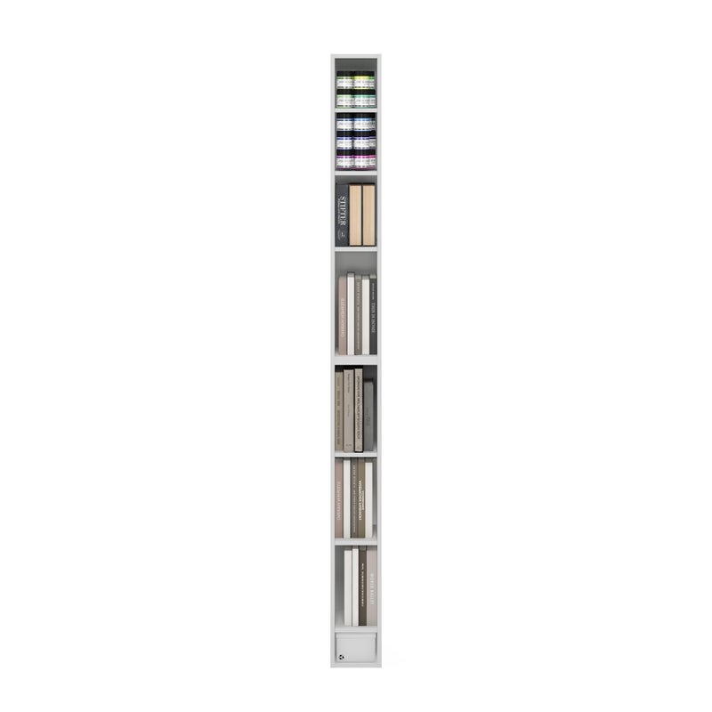 Furinno Fulda Book Shelf, 8-Tier Bookshelf, Bookcase with Space Saving Storage Shelf, 9.2 x 5.9 x 70.9, for Living Room, Bedroom, Home Office, for Living Room, Bedroom, Home Office, White - Image 3